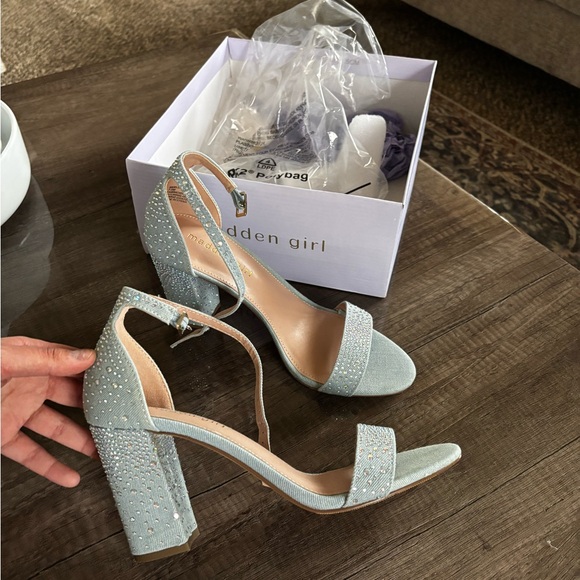 Madden Girl Shoes - Madden girl rhinestone teal/denim heels
